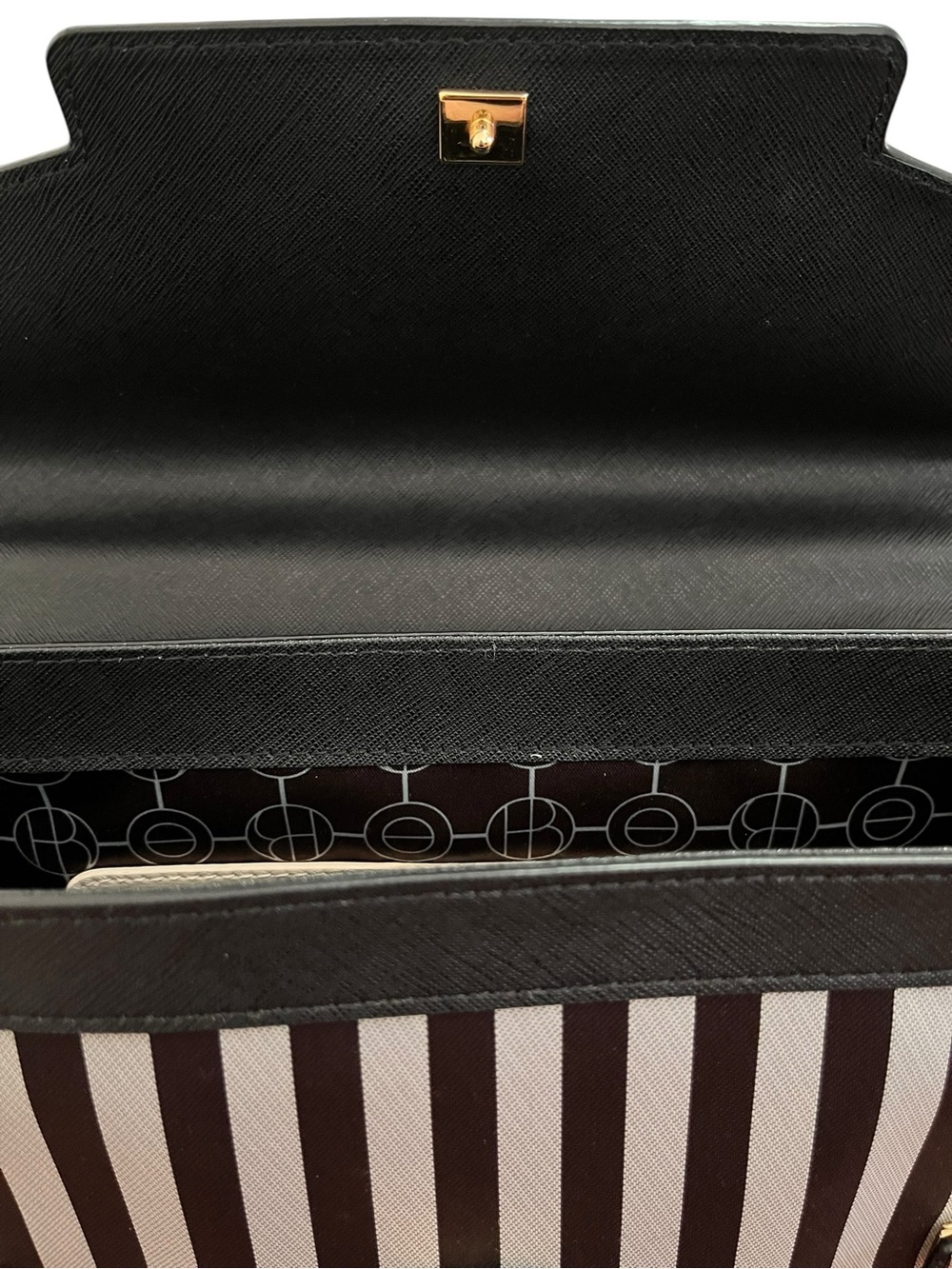 Henri Bendel Miss Bendel Top Handle Satchel Brown/White Striped NWT - Picture 9 of 14